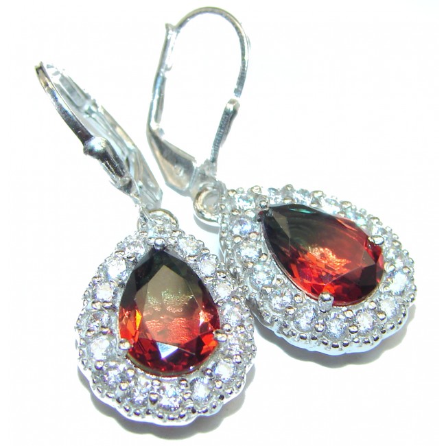 Red Tourmaline .925 Sterling Silver entirely handmade earrings