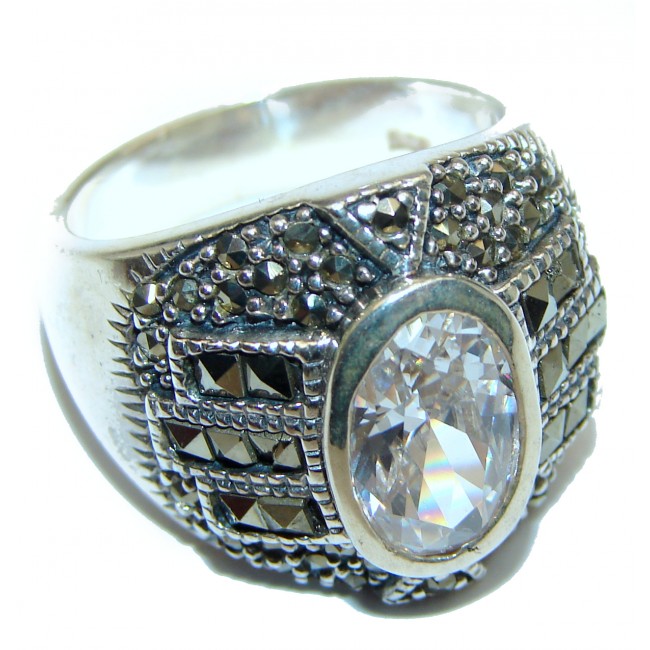 Fancy White Topaz .925 Sterling Silver handmade Ring s. 8