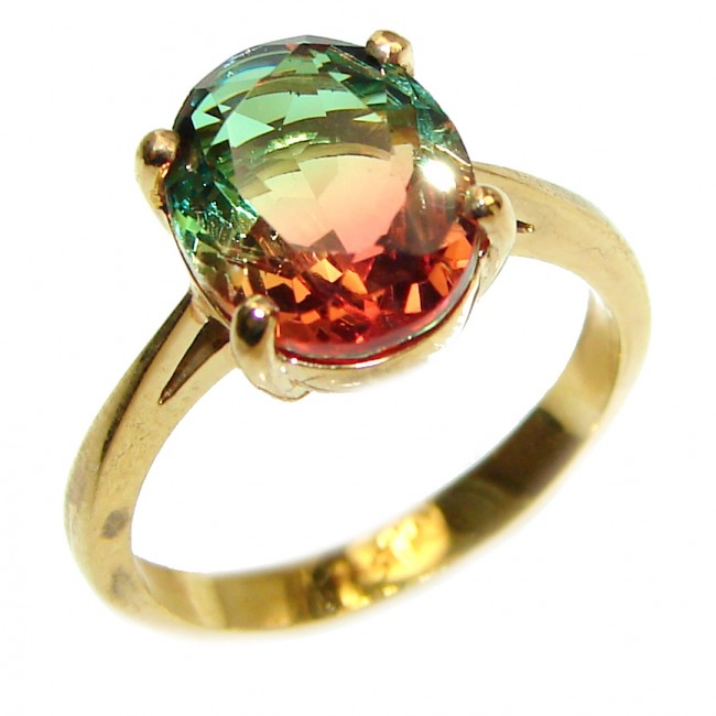 Top Quality Tourmaline 18K Gold over .925 Sterling Silver handcrafted Ring s. 7 3/4