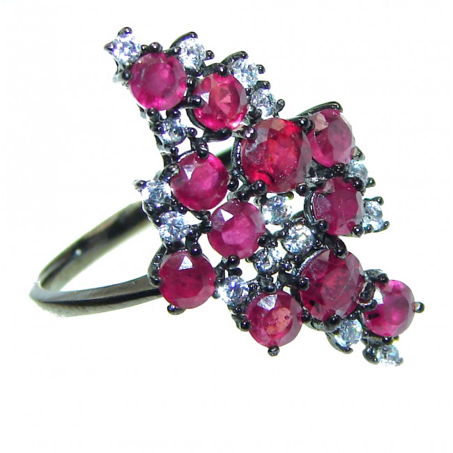 Genuine Ruby .925 Sterling Silver handcrafted Statement Ring size 8 1/4