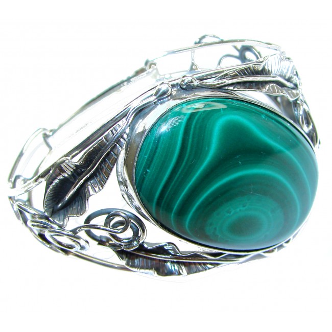 Eternal Paradise 47.5 grams Natural Malachite highly polished .925 Sterling Silver handcrafted Bracelet