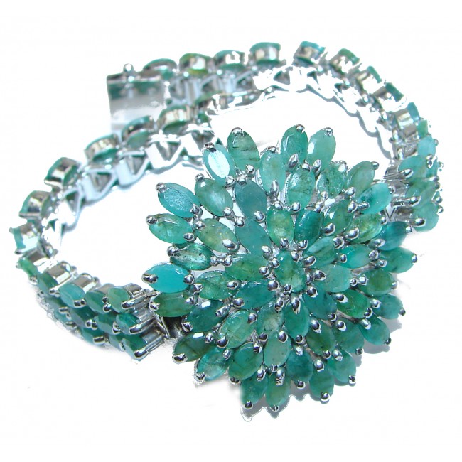 Precious natural Emerald .925 Sterling Silver handcrafted Bracelet