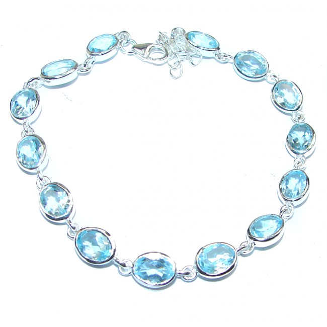 True Fine Art Swiss Blue Topaz .925 Sterling Silver handcrafted Bracelet