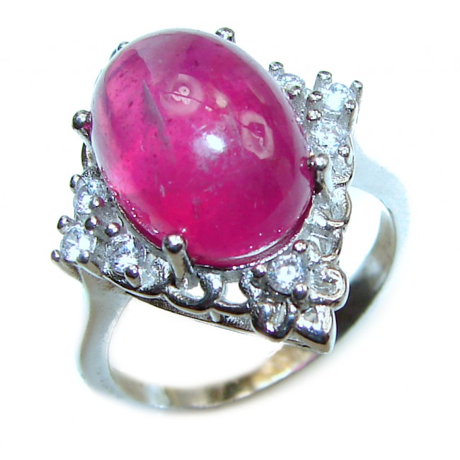 Large 26ctw Mesmerizing authentic Ruby .925 Sterling Silver handmade Ring size 7