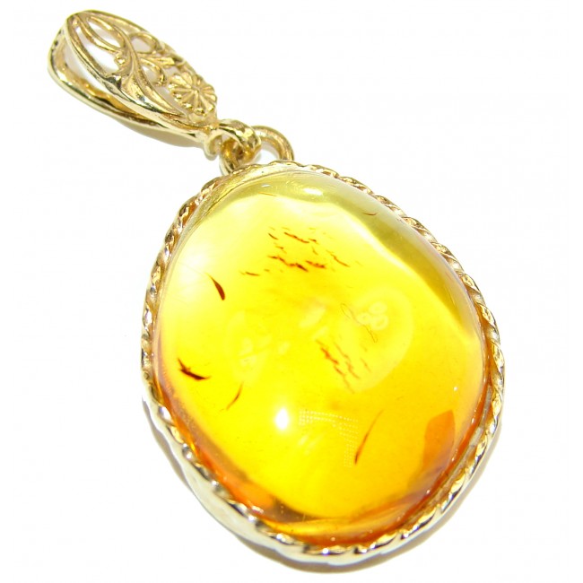 Natural Honey Baltic Amber .925 Sterling Silver handmade Pendant