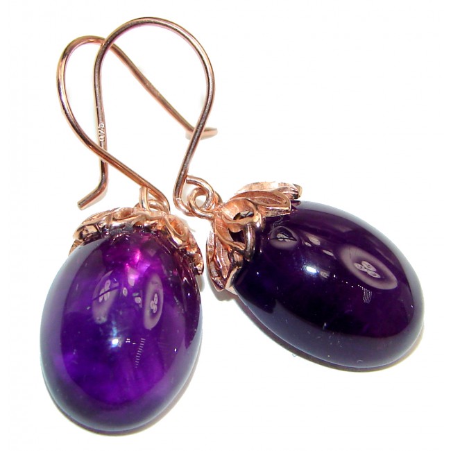 Amazing authentic Amethyst Rose Gold .925 Sterling Silver handcrafted earrings