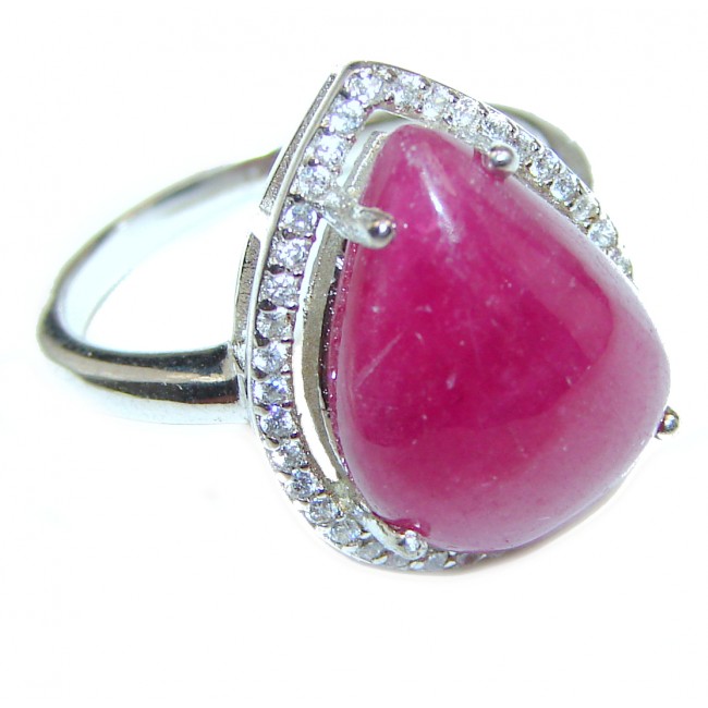 Genuine 18 ctw Kashmir Ruby .925 Sterling Silver handcrafted Statement Ring size 7