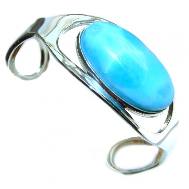 Caribbean Blue best quality authentic Larimar .925 Sterling Silver handcrafted Bracelet / Cuff
