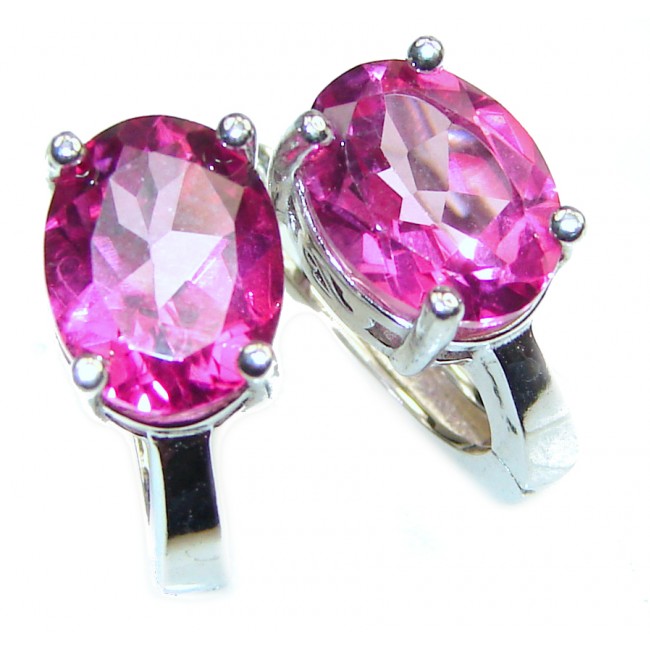Precious Pink Sapphire .925 Sterling Silver entirely handmade earrings