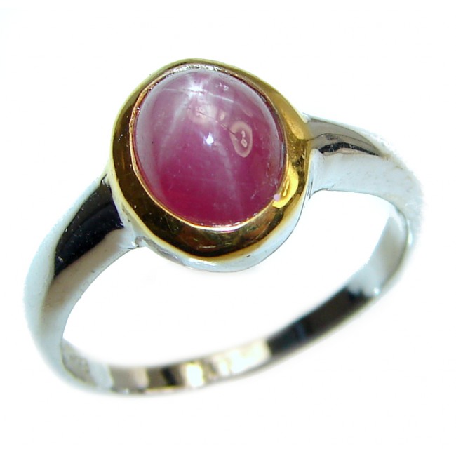 Genuine 1.5 ctw Star Ruby Gold over .925 Sterling Silver handcrafted Statement Ring size 7