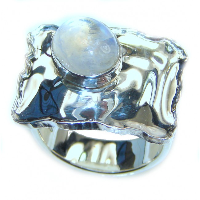Fire Moonstone .925 Sterling Silver handmade Ring size 6 1/2