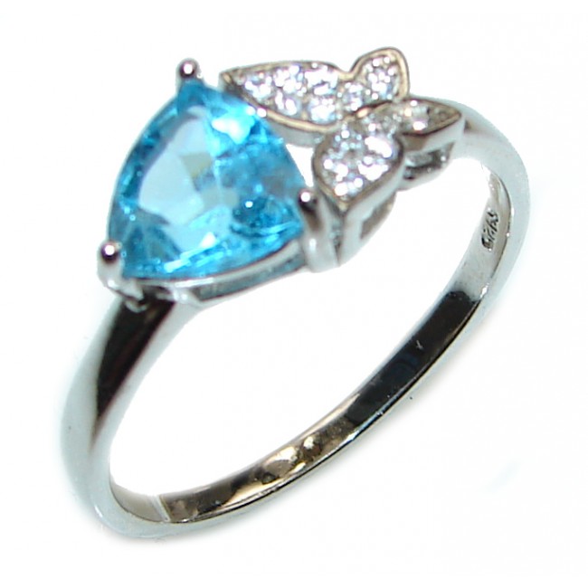 Melissa Genuine Swiss Blue Topaz .925 Sterling Silver handcrafted Statement Ring size 9