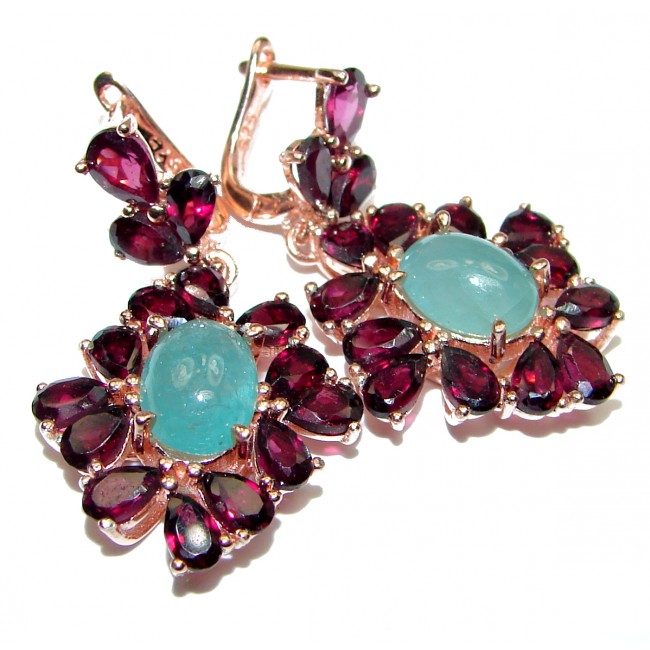 Vintage Beauty Spectacular quality Authentic Grandidierite over 18ctw rose gold .925 Sterling Silver handmade earrings