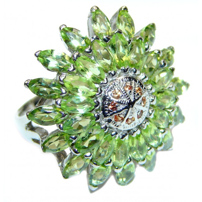 Energizing genuine Peridot .925 Sterling Silver handcrafted Ring size 9