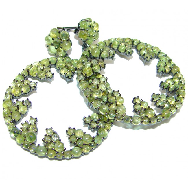Rich Design Peridot black Rhodium over .925 Sterling Silver handcrafted Statement earrings