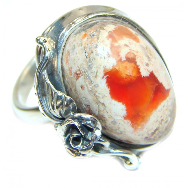 "Magical Aura" Mexican Opal .925 Sterling Silver handcrafted Ring size 7 adjustable