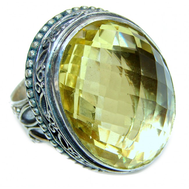 LARGE Design Citrine .925 Sterling Silver handmade ring size 9