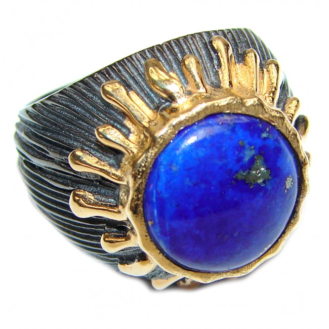 Natural Lapis Lazuli 14K Gold over .925 Sterling Silver handcrafted ring size 7
