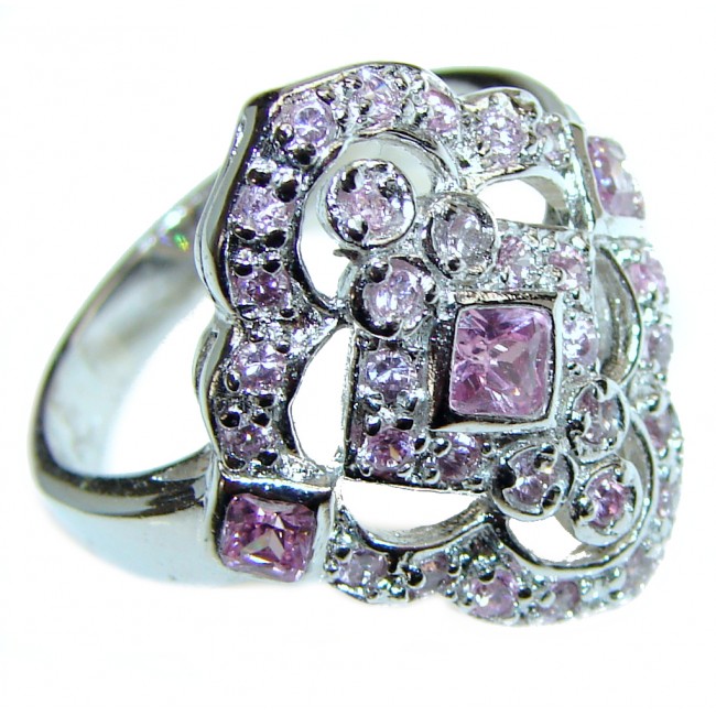 Vintage Design Pink Topaz .925 Sterling Silver handcrafted ring size 9