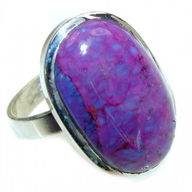 Purple Turquoise .925 Sterling Silver handcrafted ring; s. 9