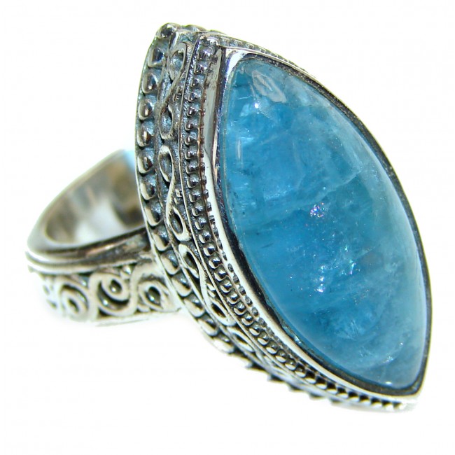 Aquamarine .925 Sterling Silver handcrafted ring size 6 1/4