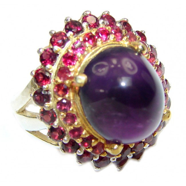 Gianna Authentic 41ctw Amethyst Garnet black rhodium over .925 Sterling Silver brilliantly handcrafted ring s. 8