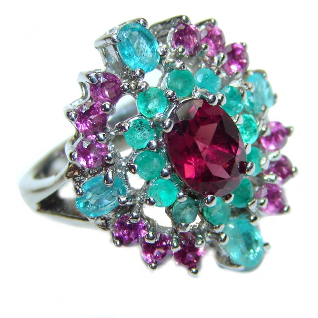 Stunning Authentic 1.2 ctw Ruby .925 Sterling Silver brilliantly handcrafted ring s. 7