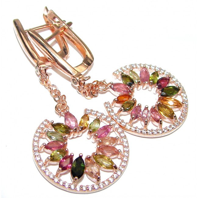Authentic Tourmaline rose gold over .925 Sterling Silver handmade earrings