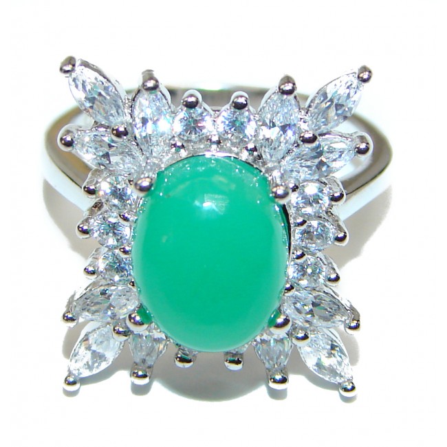 Spectacular Natural Jade .925 Sterling Silver handmade Statement ring s. 6 1/4