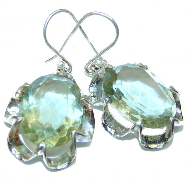 Fancy Green Malachite .925 Sterling Silver handmade earrings
