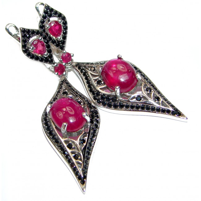 Stunning Authentic Ruby Spinel .925 Sterling Silver handmade earrings