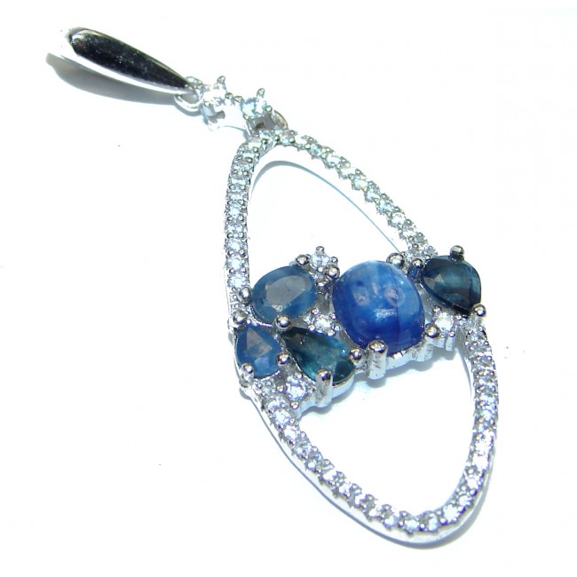 Genuine 3.1ctw Sapphire .925 Sterling Silver handcrafted Pendant