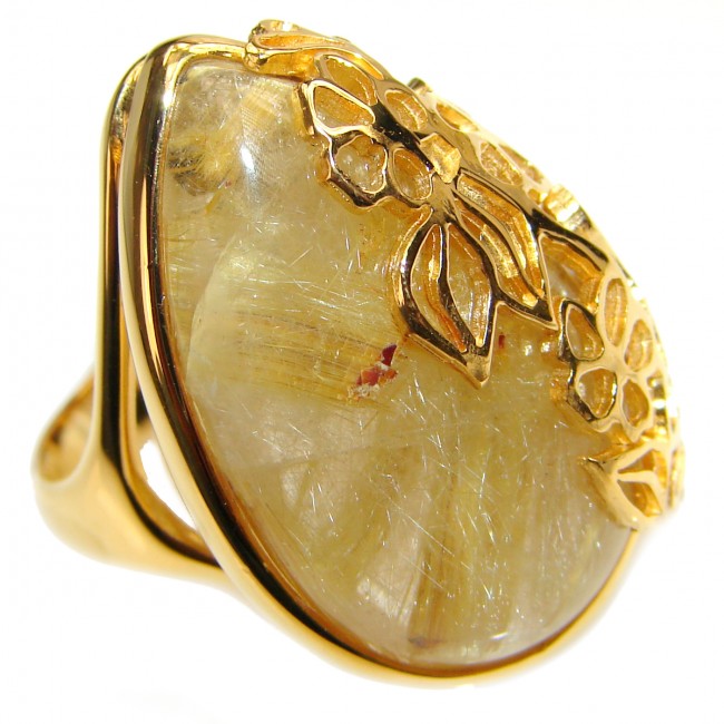 Best quality Golden Rutilated Quartz .925 Sterling Silver handcrafted Ring Size 8