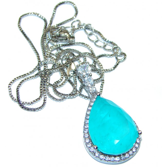 NEW Paraiba Tourmaline .925 Sterling Silver handcrafted necklace