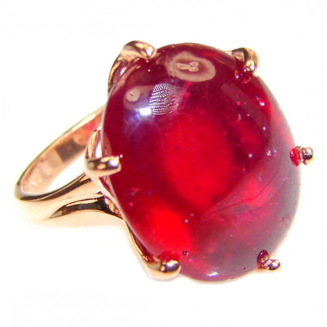 Genuine 35ct Ruby 18K yellow Gold over .925 Sterling Silver handmade Cocktail Ring s. 6 1/4