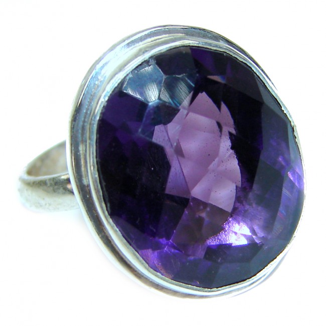 Authentic 65ctw Amethyst .925 Sterling Silver handcrafted ring s. 8 1/4
