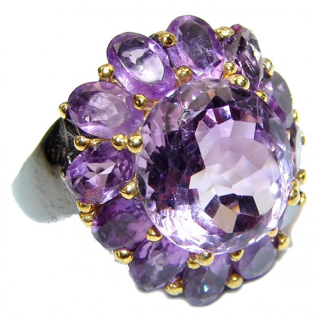 Purple Perfection Amethyst black rhodium over .925 Sterling Silver Ring size 8 3/4