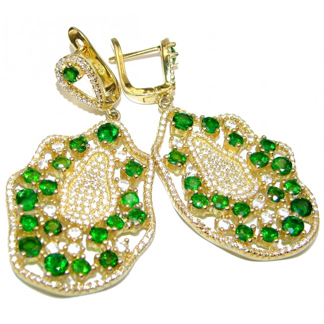 Mia Authentic Emerald Gold over.925 Sterling Silver handmade earrings