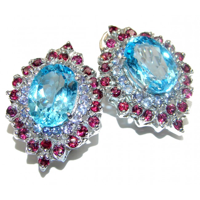 Melissa Swiss Blue Topaz .925 Sterling Silver handcrafted earrings