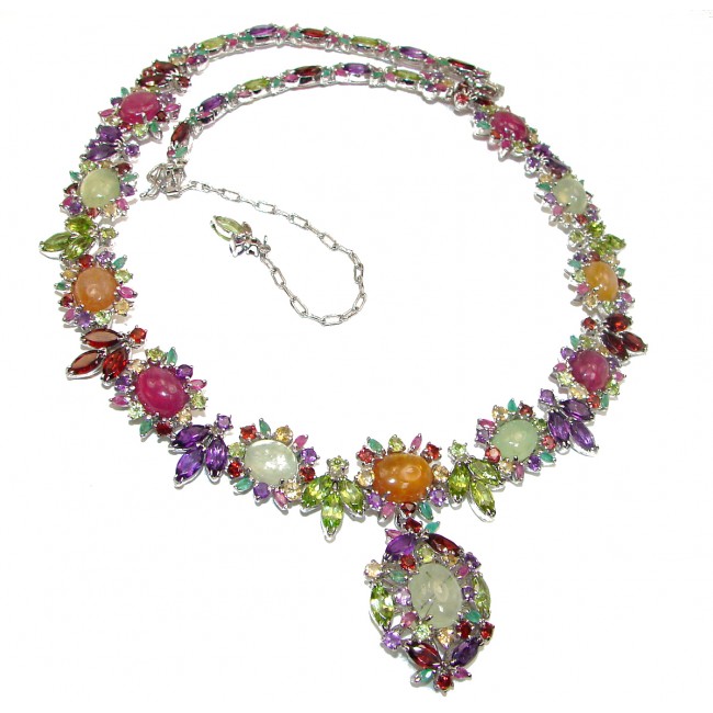 Gabriella HUGE authentic Multigem .925 Sterling Silver Transforming handcrafted necklace