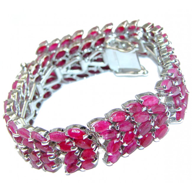 Luxury Authentic Ruby .925 Sterling Silver handmade Bracelet