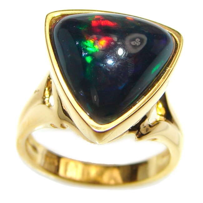 12.5ctw Genuine Black Opal 18K Gold over .925 Sterling Silver handmade Ring size 5 3/4