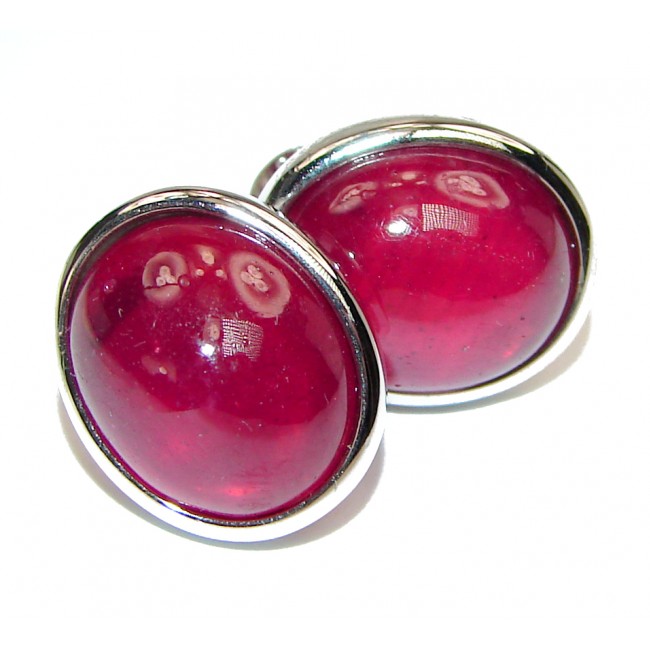 Stunning 18.5ctw Authentic Ruby .925 Sterling Silver handmade earrings