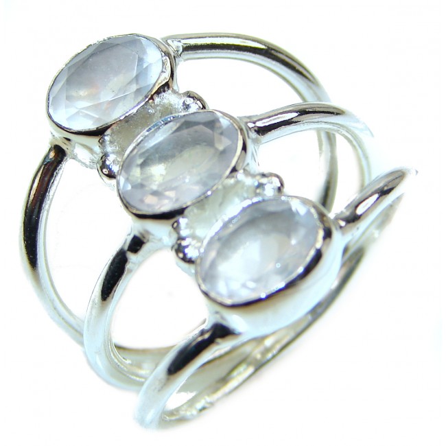 Fancy White Topaz .925 Sterling Silver handmade Ring s. 8