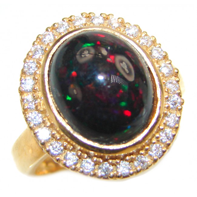 Vintage Design 2.5ctw Genuine Black Opal 14K Gold over .925 Sterling Silver handmade Ring size 7 1/4