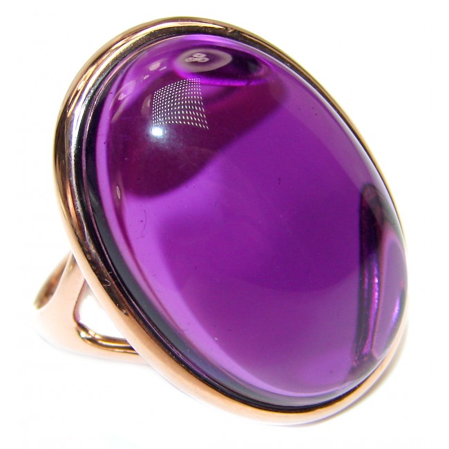 Authentic 65ctw Amethyst rose gold over .925 Sterling Silver brilliantly handcrafted ring s. 8 3/4