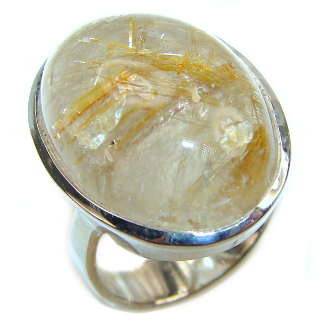 Best quality Golden Rutilated Quartz .925 Sterling Silver handcrafted Ring Size 6 1/4