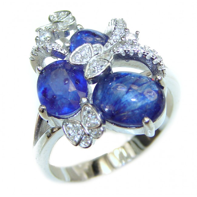 Genuine 8.5ctw Sapphire .925 Sterling Silver handmade Cocktail Ring s. 8