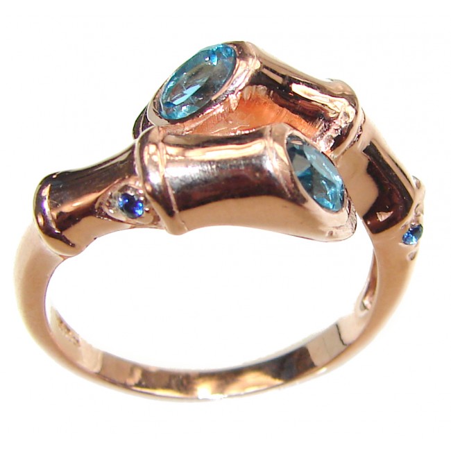 Incredible Bamboo London Blue Topaz .925 Sterling Silver Statement Ring s. 8 1/4