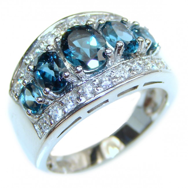 Best quality London Blue Topaz .925 Sterling Silver handcrafted Ring Size 6 1/2